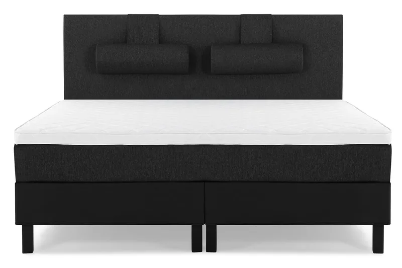 Lucky Komplett Sängpaket 180x200 Skum Slät Sänggavel - Nackkudde Stor Svart/Grå/PU - Möbler - Sovrum - Sängar - Kontinentalsängar