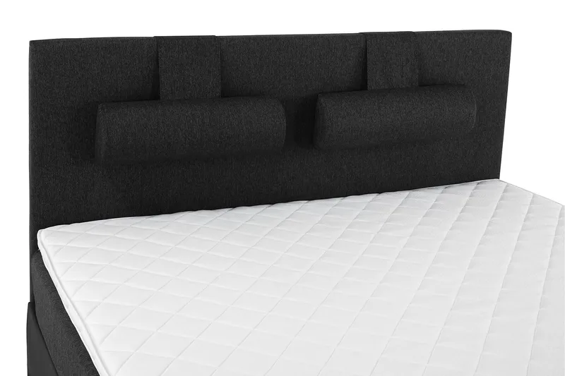 Lucky Komplett Sängpaket 180x200 Skum Slät Sänggavel - Nackkudde Stor Svart/Grå/PU - Möbler - Sovrum - Sängar - Kontinentalsängar