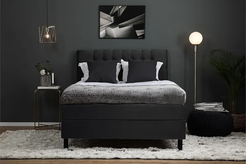 Lucky Kontinentalsäng 120 Memorymadrass Svart/Grå - Möbler - Sovrum - Sängar - Kontinentalsängar