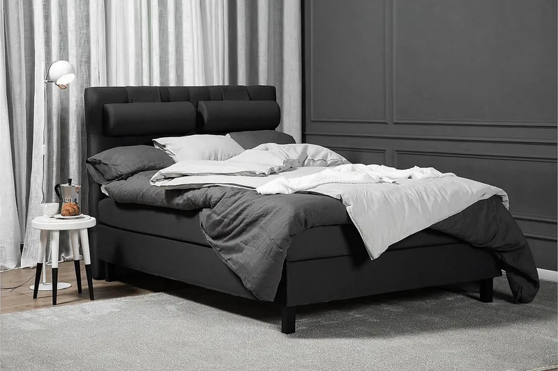 Lucky Kontinentalsäng 140 Latexmadrass Svart/Grå - Möbler - Sovrum - Sängar - Kontinentalsängar