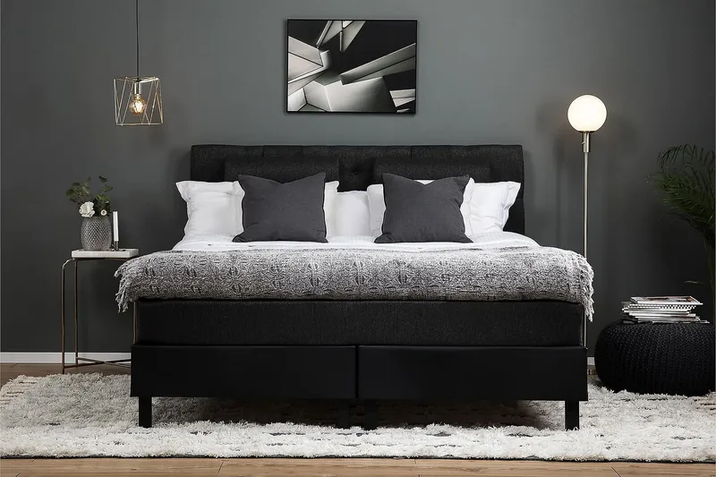 Lucky Kontinentalsäng 160x200 cm - Svart/Grå - Möbler - Sovrum - Sängar - Kontinentalsängar