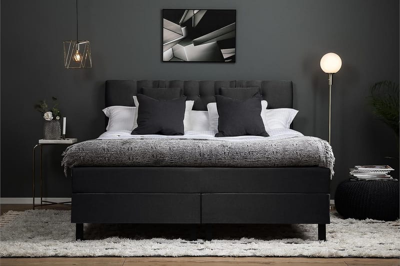 Lucky Kontinentalsäng 160x200Latexmadrass - Svart/Grå - Möbler - Sovrum - Sängar - Kontinentalsängar