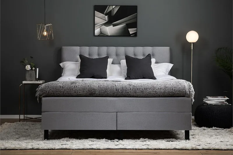 Lucky Kontinentals äng 160x200Polyeter - Ljusgrå - Möbler - Sovrum - Sängar - Kontinentalsängar