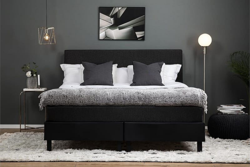 Lucky Kontinentalsäng 180x200Latex - Svart/Grå/PU - Möbler - Sovrum - Sängar - Kontinentalsängar