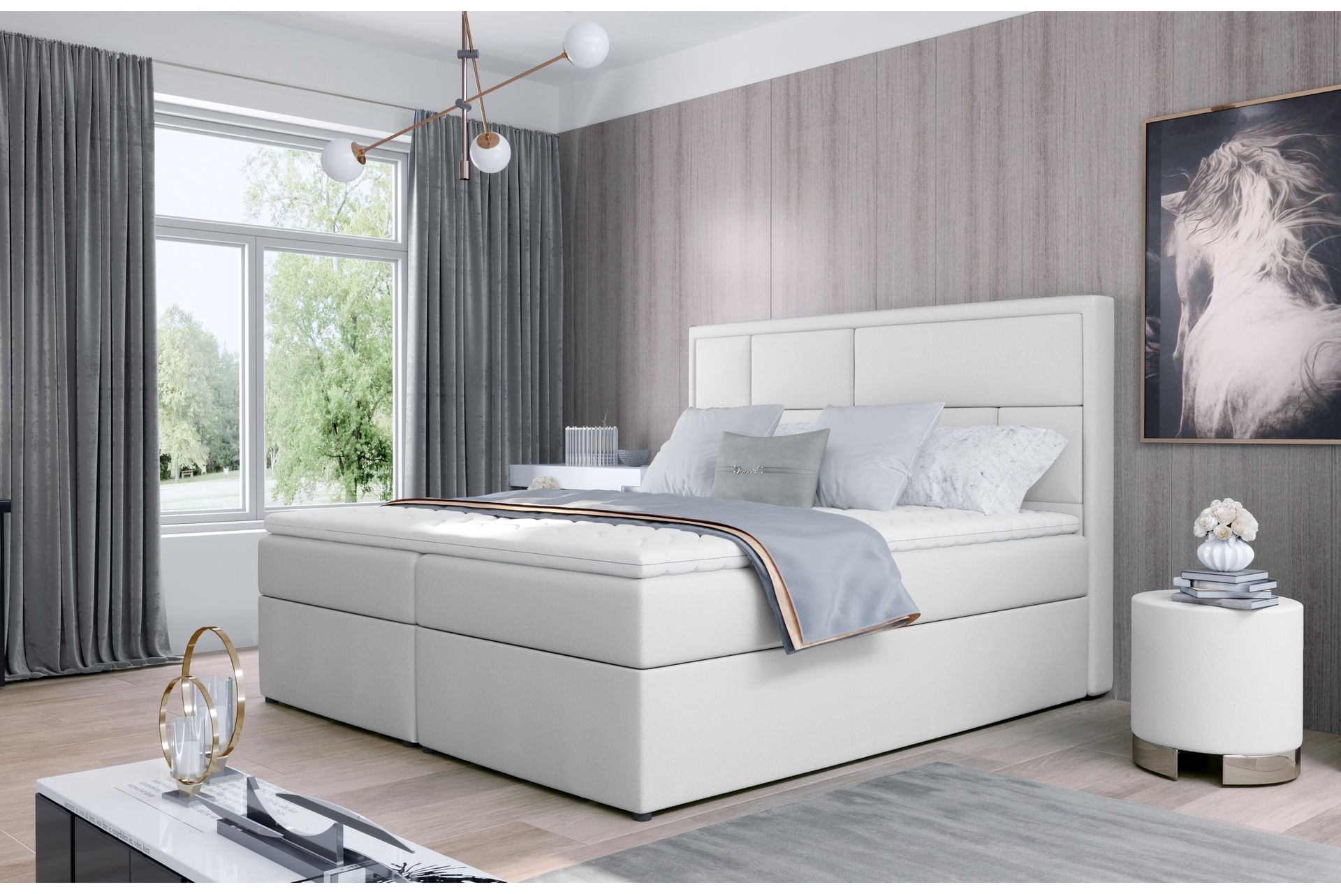 MEIGNE Sängpaket 140x200 cm Läder/Vit - Möbler - Sovrum - Sängar - Komplett Sängpaket