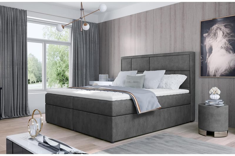 MEIGNE Sängpaket 160x200 cm Grå - Möbler - Sovrum - Sängar - Komplett Sängpaket