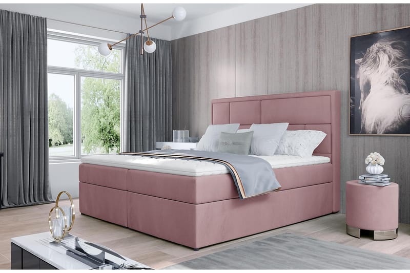 MEIGNE Sängpaket 160x200 cm Ljusrosa - Möbler - Sovrum - Sängar - Komplett Sängpaket