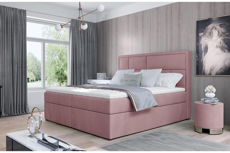 MEIGNE Sängpaket 160x200 cm Ljusrosa - Komplett Sängpaket