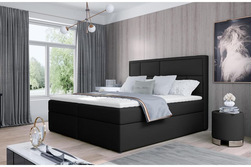 MEIGNE Sängpaket 180x200 cm Läder/Svart - Möbler - Sovrum - Sängar - Komplett Sängpaket