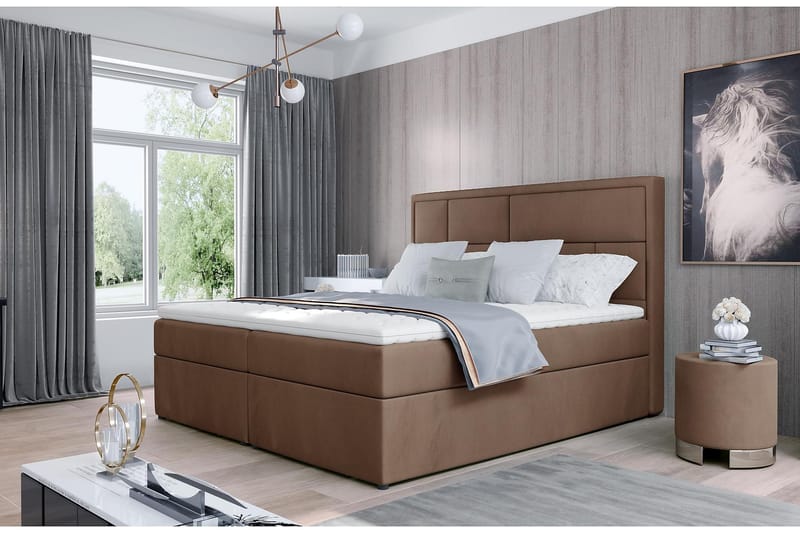 MEIGNE Sängpaket 180x200 cm Ljusbrun - Komplett Sängpaket