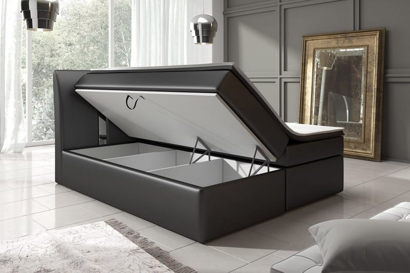 Modena Sängpaket 160x200 med Förvaring Slät Gavel - Svart - Möbler - Sovrum - Sängar - Komplett Sängpaket