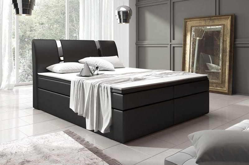 Modena Sängpaket 160x200 med Förvaring Slät Gavel - Svart - Möbler - Sovrum - Sängar - Komplett Sängpaket