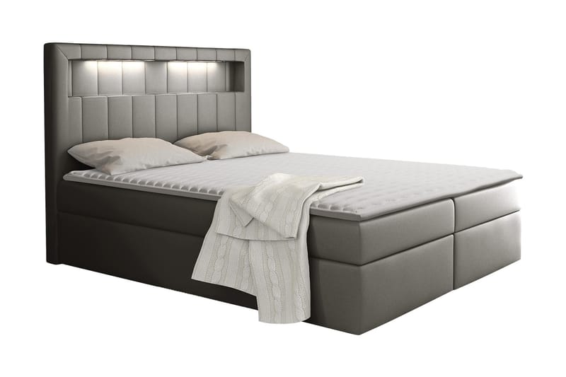 MONTANARA Kontinentalsäng 120x200 cm - Grå - Komplett Sängpaket - Sängar med förvaring