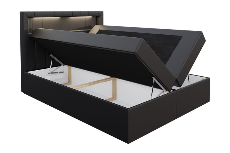MONTANARA Kontinentalsäng 120x200 cm - Svart - Komplett Sängpaket - Sängar med förvaring