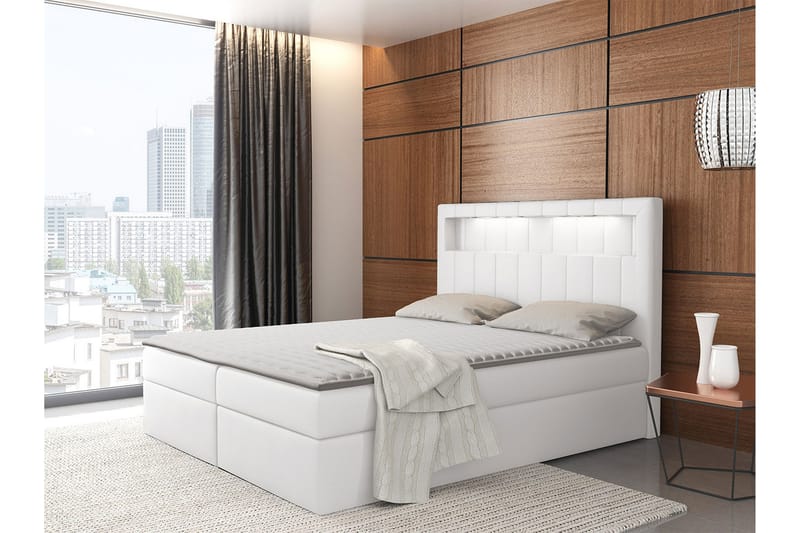 MONTANARA Kontinentalsäng 120x200 cm - Vit - Komplett Sängpaket - Sängar med förvaring