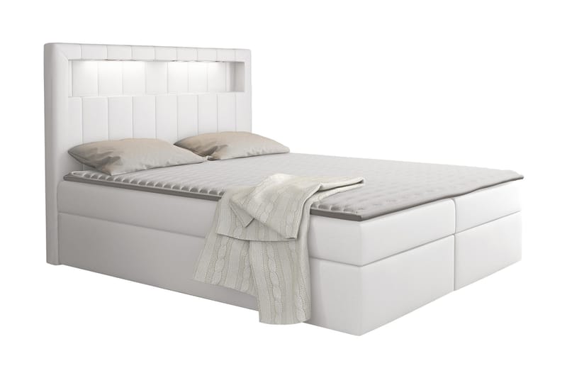 MONTANARA Kontinentalsäng 200x200 cm - Vit - Komplett Sängpaket - Sängar med förvaring