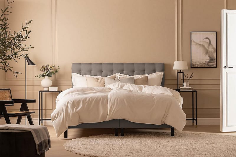 NAZAMA Kontinentalsäng 150x200 Skummadrass Grå - Möbler - Sovrum - Sängar - Kontinentalsängar