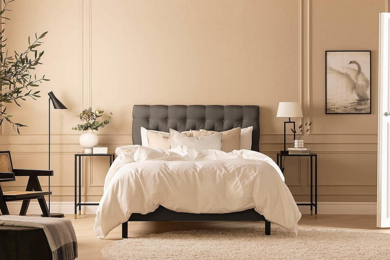 NAZAMA Kontinentalsäng 90x200 Latexmadrass Mörkgrå - Möbler - Sovrum - Sängar - Kontinentalsängar