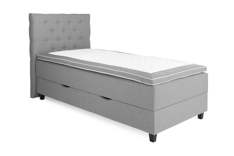 OAKHAM Komplett Sängpaket Säng med Förvaring 105x200 Ljusgrå - Royal Sänggavel 105 cm - Komplett Sängpaket - Kontinentalsängar