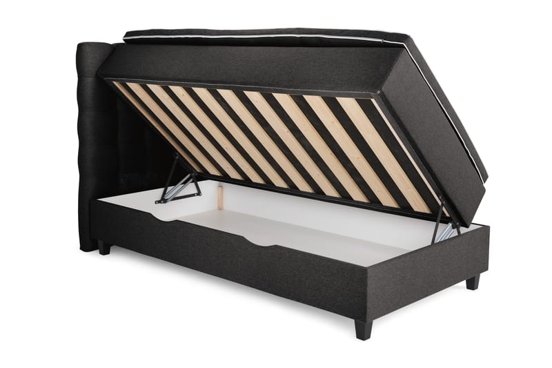 OAKHAM Komplett Sängpaket Säng med Förvaring 105x200 Mörkgrå - Royal Hög Sänggavel 105 cm - Möbler - Sovrum - Sängar - Komplett Sängpaket