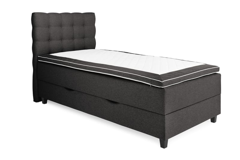 OAKHAM Komplett Sängpaket Säng med Förvaring 105x200 Mörkgrå - Royal Hög Sänggavel 105 cm - Möbler - Sovrum - Sängar - Komplett Sängpaket