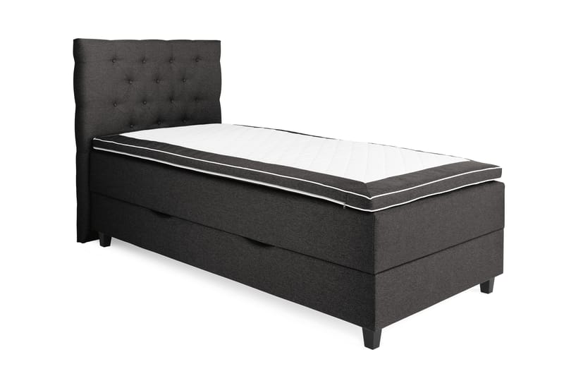 OAKHAM Komplett Sängpaket Säng med Förvaring 105x200 Mörkgrå - Royal Sänggavel 105 cm - Komplett Sängpaket - Kontinentalsängar