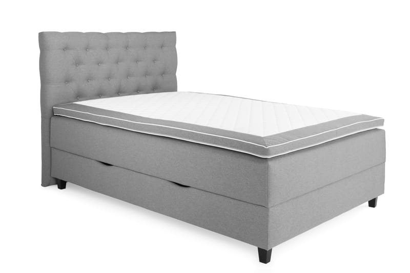 OAKHAM Komplett Sängpaket Säng med Förvaring 140x200 Ljusgrå - Royal Box Sänggavel 140 cm - Komplett Sängpaket - Kontinentalsängar