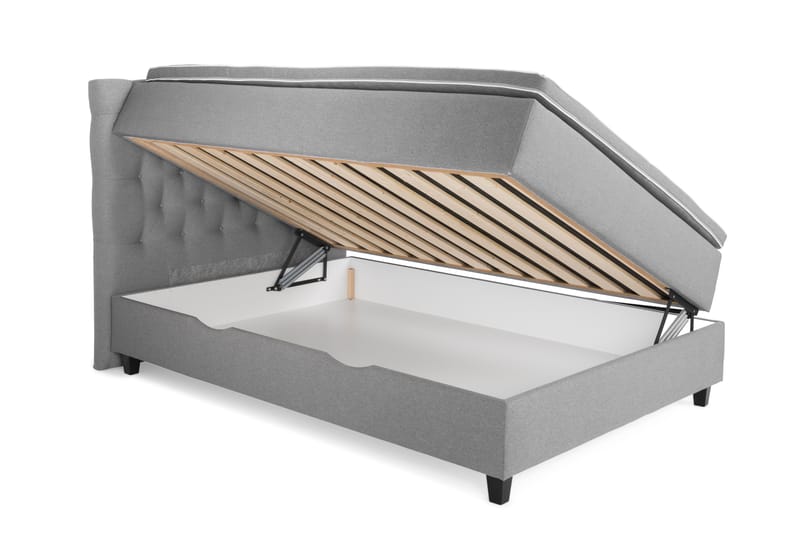 OAKHAM Komplett Sängpaket Säng med Förvaring 140x200 Ljusgrå - Royal Box Sänggavel 140 cm - Möbler - Sovrum - Sängar - Sängar med förvaring