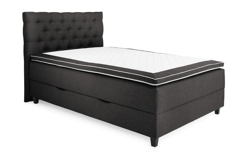 OAKHAM Komplett Sängpaket Säng med Förvaring 140x200 Mörkgrå - Royal Box Sänggavel 140 cm - Komplett Sängpaket - Kontinentalsängar
