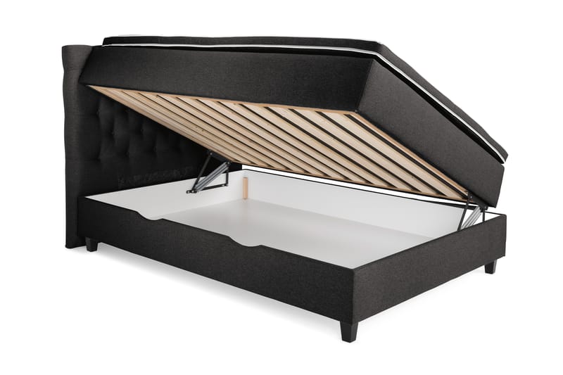 OAKHAM Komplett Sängpaket Säng med Förvaring 140x200 Mörkgrå - Royal Box Sänggavel 140 cm - Komplett Sängpaket - Kontinentalsängar
