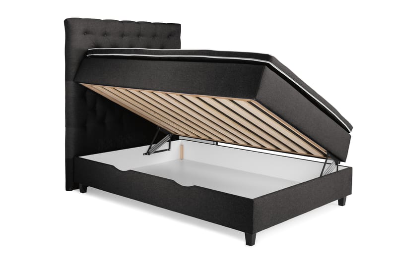OAKHAM Komplett Sängpaket Säng med Förvaring 140x200 Mörkgrå - Royal King Size Sänggavel 140x200 - Möbler - Sovrum - Sängar - Komplett Sängpaket
