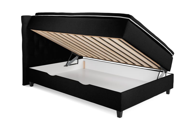 OAKHAM Komplett Sängpaket Säng med Förvaring 140x200 Svart - Royal Box Sänggavel 140 cm - Komplett Sängpaket - Kontinentalsängar