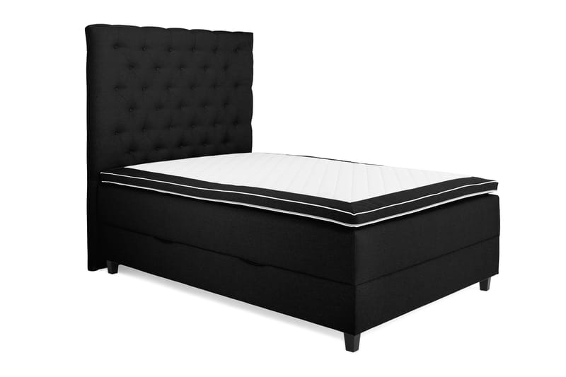 OAKHAM Komplett Sängpaket Säng med Förvaring 140x200 Svart - Royal King Size Sänggavel 140x200 - Komplett Sängpaket - Kontinentalsängar