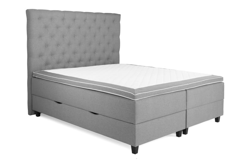 OAKHAM Komplett Sängpaket Säng med Förvaring 160x200 Ljusgrå - Royal King Size Sänggavel 160x200 - Möbler - Sovrum - Sängar - Sängar med förvaring