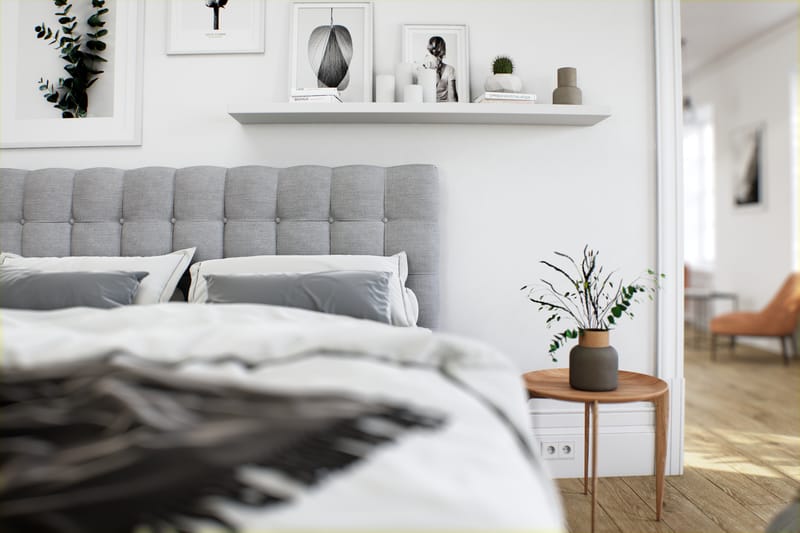 OAKHAM Komplett Sängpaket Säng med Förvaring 160x200 Ljusgrå - Royal King Size Sänggavel 160x200 - Möbler - Sovrum - Sängar - Sängar med förvaring