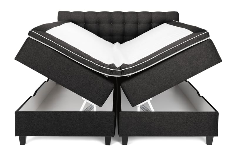 OAKHAM Komplett Sängpaket Säng med Förvaring 160x200 Mörkgrå - Royal Box Sänggavel 160 cm - Möbler - Sovrum - Sängar - Dubbelsängar