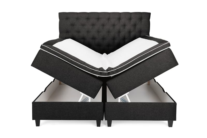 OAKHAM Komplett Sängpaket Säng med Förvaring 160x200 Mörkgrå - Royal King Size Sänggavel 160x200 - Möbler - Sovrum - Sängar - Komplett Sängpaket
