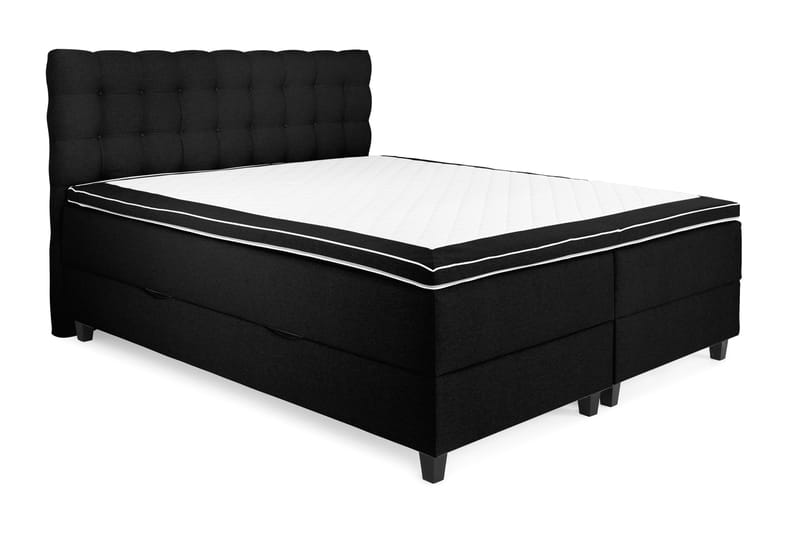 OAKHAM Komplett Sängpaket Säng med Förvaring 160x200 Svart - Royal Box Sänggavel 160 cm - Komplett Sängpaket - Kontinentalsängar