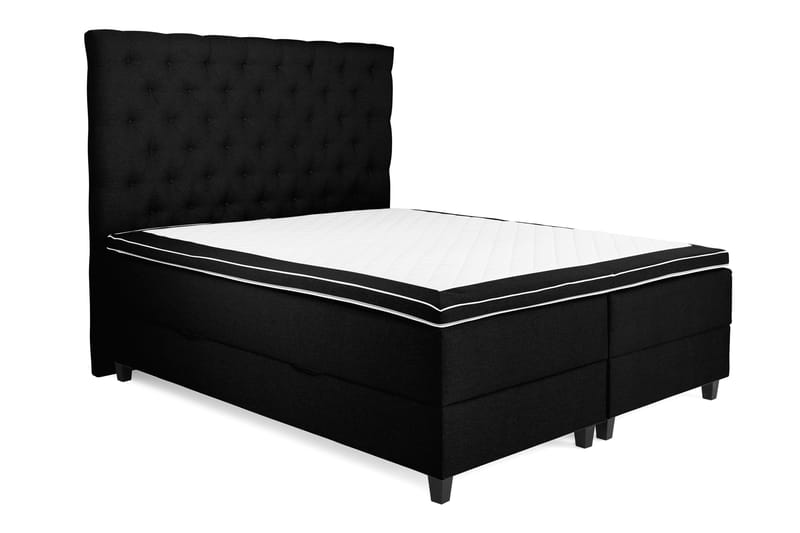 OAKHAM Komplett Sängpaket Säng med Förvaring 160x200 Svart - Royal King Size Sänggavel 160x200 - Möbler - Sovrum - Sängar - Komplett Sängpaket