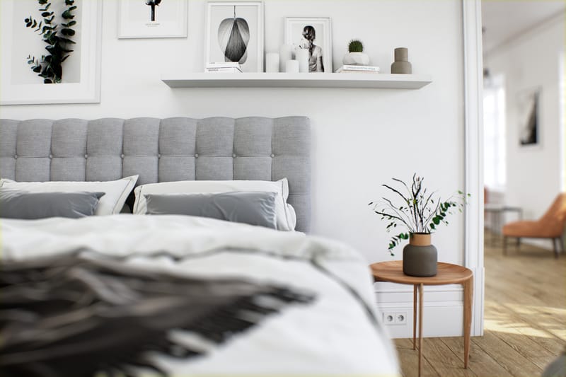OAKHAM Komplett Sängpaket Säng med Förvaring 180x200 Ljusgrå - Royal Box Sänggavel 180 cm - Möbler - Sovrum - Sängar - Komplett Sängpaket