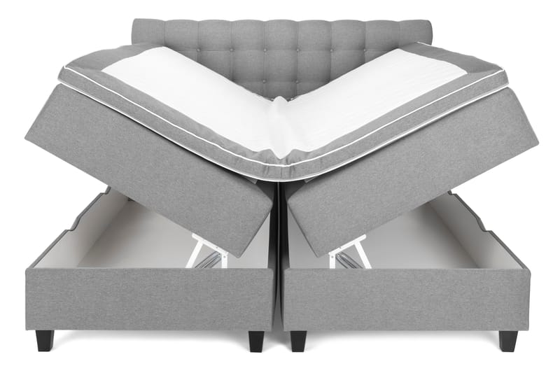 OAKHAM Komplett Sängpaket Säng med Förvaring 180x200 Ljusgrå - Royal Box Sänggavel 180 cm - Möbler - Sovrum - Sängar - Komplett Sängpaket
