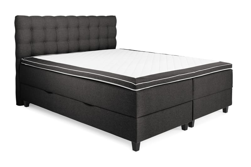 OAKHAM Komplett Sängpaket Säng med Förvaring 180x200 Mörkgrå - Royal Box Sänggavel 180 cm - Komplett Sängpaket - Kontinentalsängar