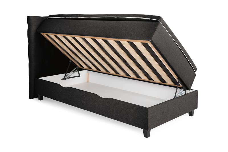 OAKHAM Komplett Sängpaket Säng med Förvaring 80x200 Mörkgrå - Royal Sänggavel 80 cm - Komplett Sängpaket - Kontinentalsängar