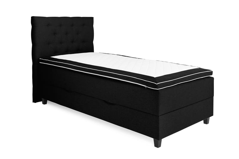OAKHAM Komplett Sängpaket Säng med Förvaring 80x200 Svart - Royal Sänggavel 80 cm - Möbler - Sovrum - Sängar - Komplett Sängpaket