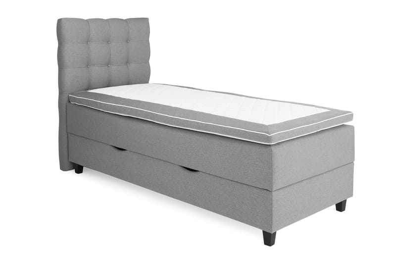 OAKHAM Komplett Sängpaket Säng med Förvaring 90x200 Ljusgrå - Royal Hög Sänggavel 90 cm - Möbler - Sovrum - Sängar - Komplett Sängpaket