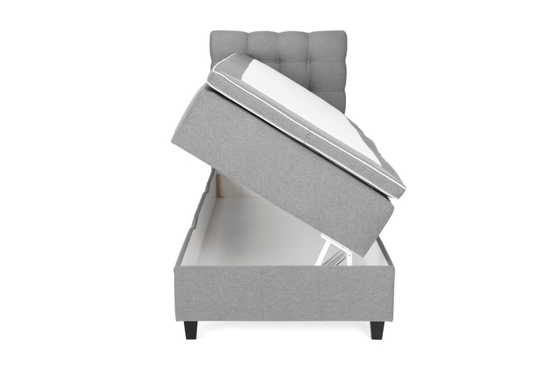 OAKHAM Komplett Sängpaket Säng med Förvaring 90x200 Ljusgrå - Royal Hög Sänggavel 90 cm - Möbler - Sovrum - Sängar - Komplett Sängpaket