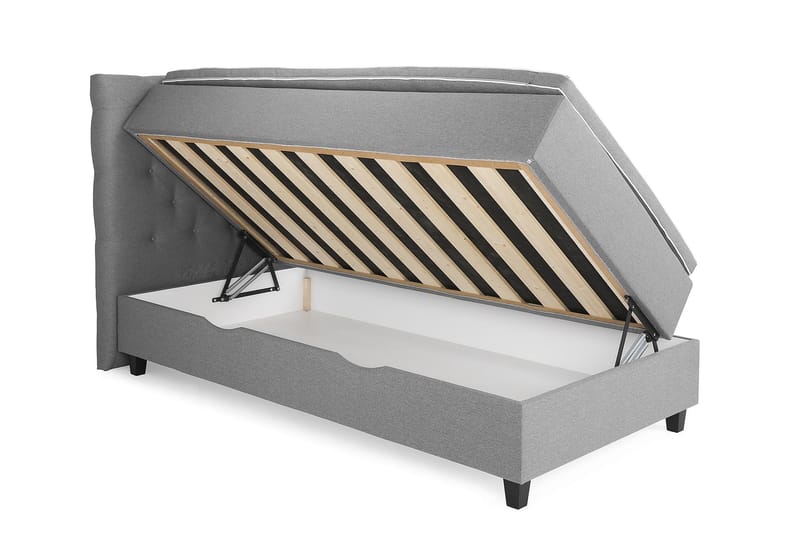 OAKHAM Säng med Förvaring 105x200 Ljusgrå - Komplett Sängpaket - Kontinentalsängar