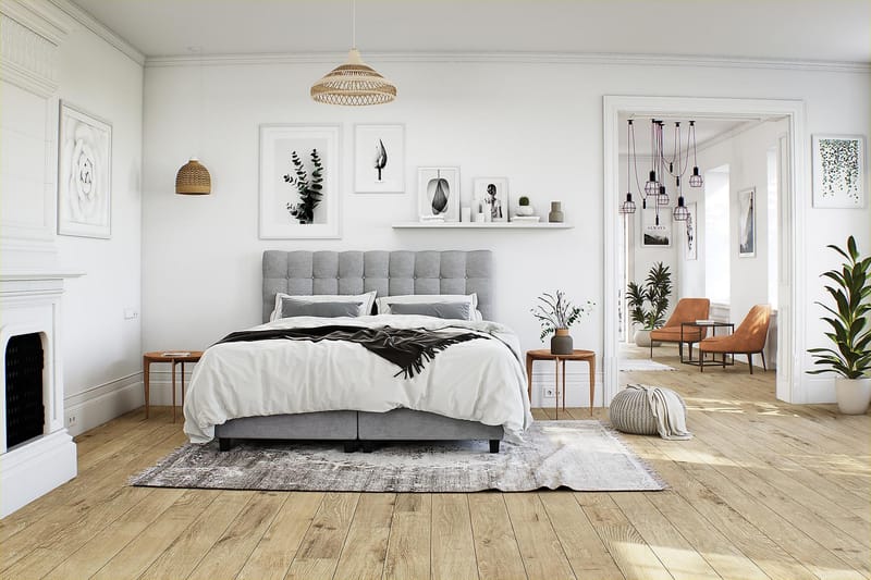 OAKHAM Säng med Förvaring 120x200 Beige - Komplett Sängpaket - Kontinentalsängar