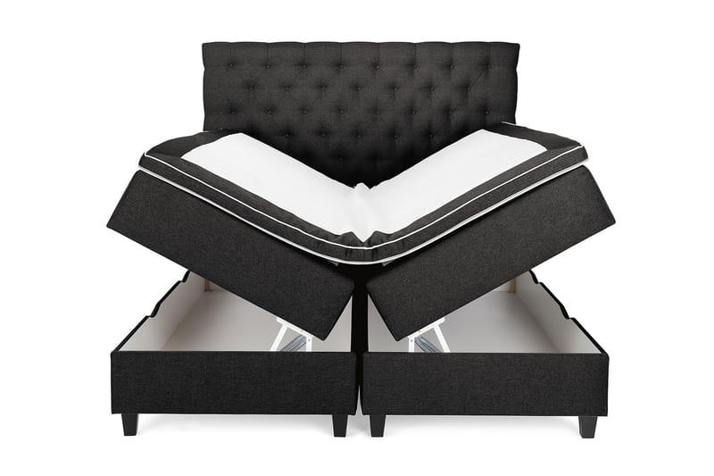 OAKHAM Säng med Förvaring 160x200 Mörkgrå - Komplett Sängpaket - Kontinentalsängar