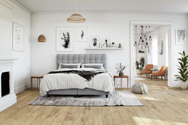 OAKHAM Säng med Förvaring 80x200 Ljusgrå - Möbler - Sovrum - Sängar - Komplett Sängpaket